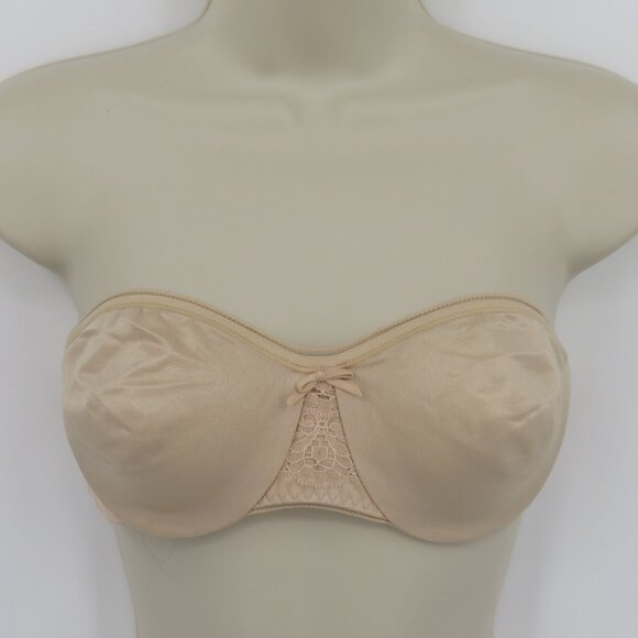 VTG Maidenform 34C Body Things Beige Underwire Unlined Strapless Bra Union USA - Picture 1 of 15